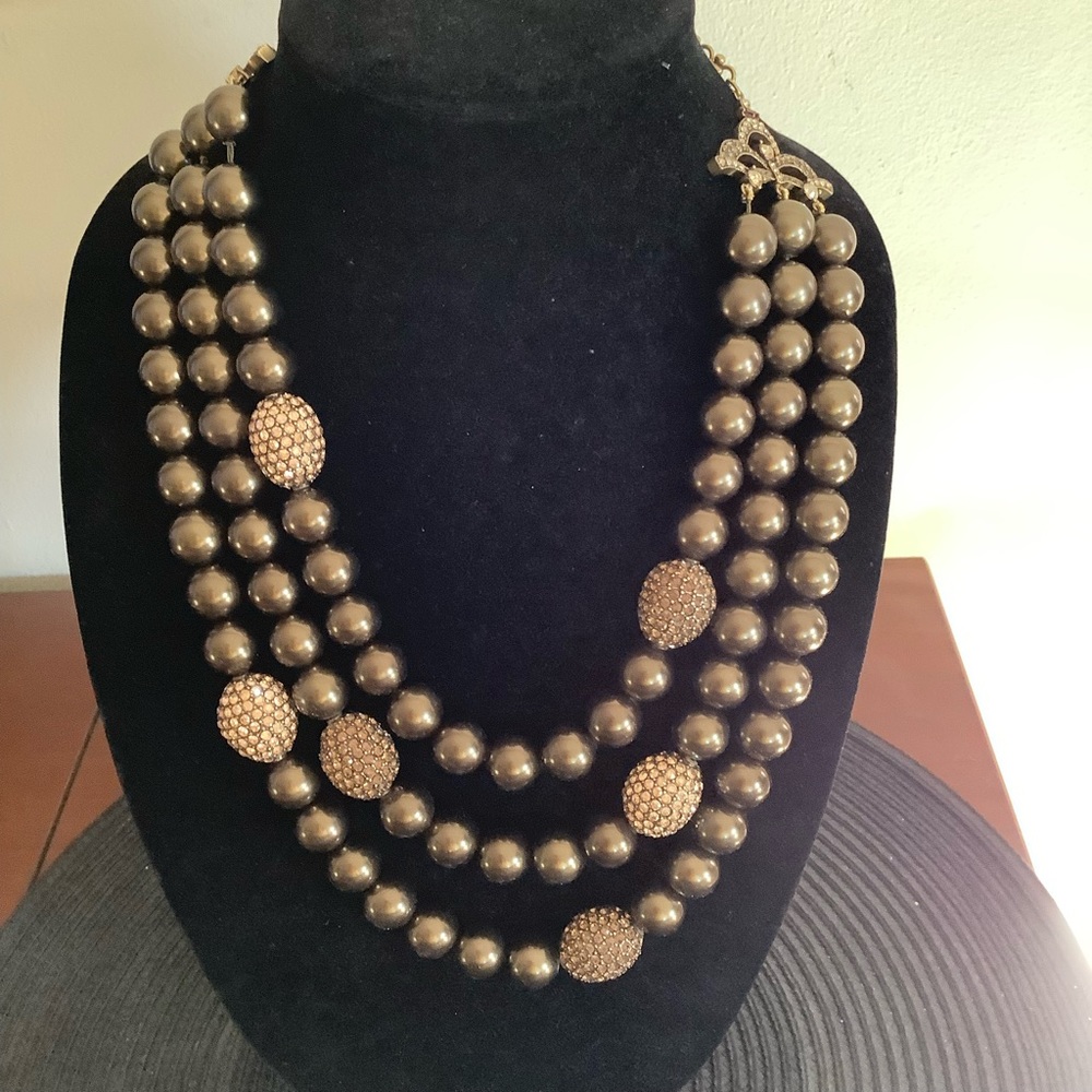 HEIDI DAUS Bronze Bead & Crystal Necklace